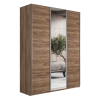 Шкаф-купе Прайм, 3дв. ДСП/Зеркало/ДСП/доводчики, 180х57х230, Крафт табачный