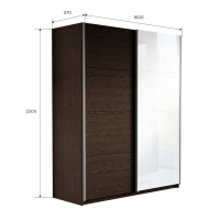 Шкаф-купе Прайм, 2дв. ДСП/Белый Глянец/доводчики, 160х57х230, Венге