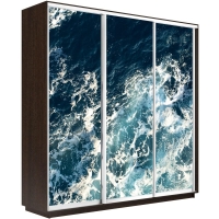 Шкаф-купе Фотопечать 3дв. Морские волны, 180х60х220, Венге