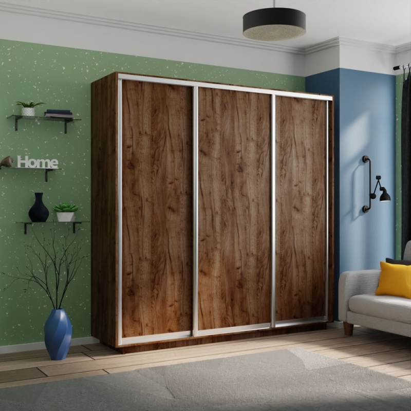 Шкаф-купе Экспресс 3дв.-ДСП, 240х60х240, Дуб табачный