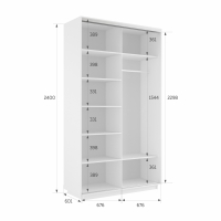 Шкаф-купе Экспресс, 2дв.-Зеркала, 140х60х240, Белый снег