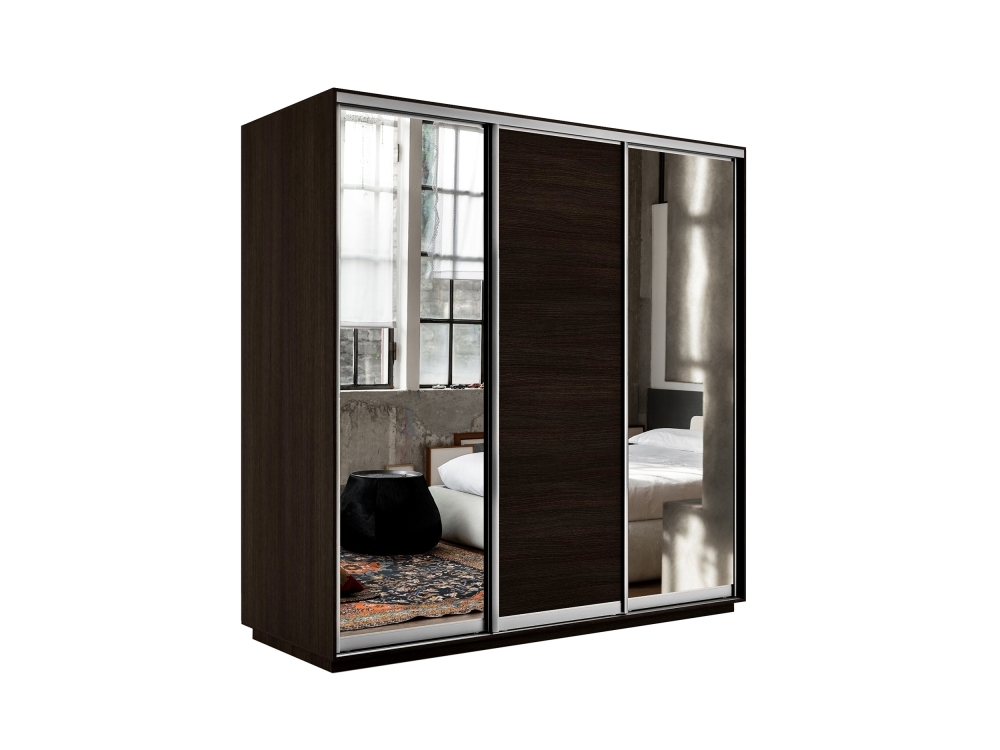 Шкаф-купе Экспресс 3дв. Зеркало/ДСП/Зеркало, 180х60х220, Венге