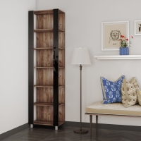 Стеллаж модульный Мебельная компания Е1 Универсальный Черное стекло 35х44х220, Дуб табачный