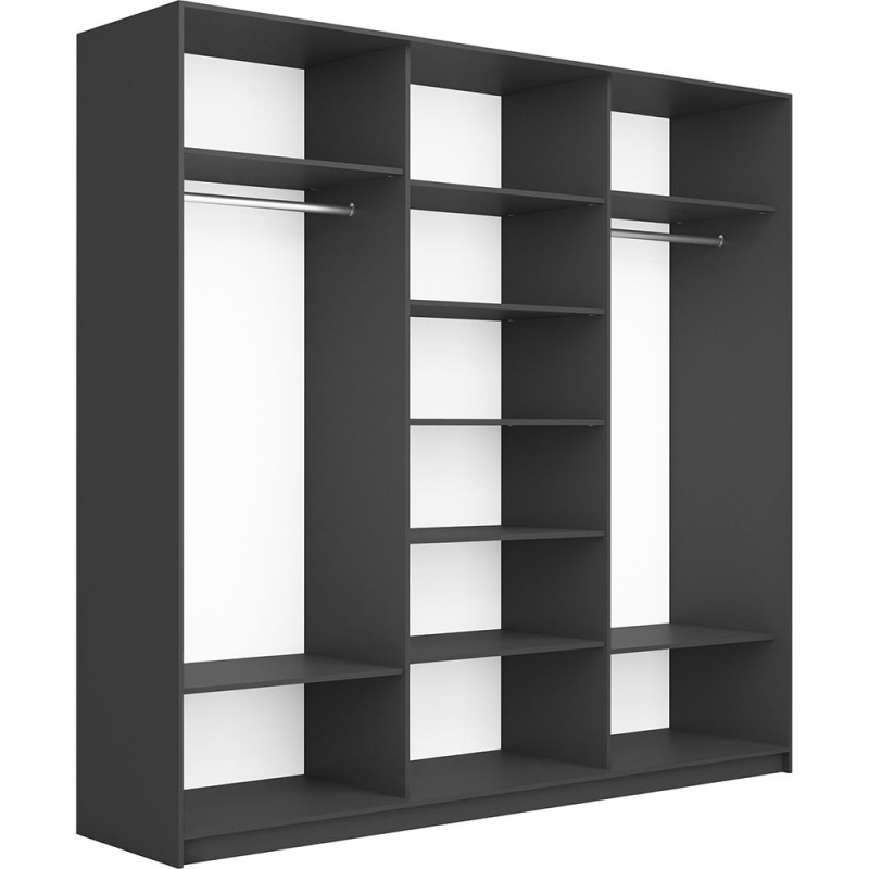 Шкаф-купе Прайм, 3дв. ДСП/Зеркало/ДСП/доводчики, 180х57х230, Серый диамант