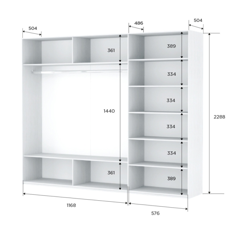 Шкаф-купе Прайм 3дв.-Зеркало/доводчики, 180х57х230, Белый Снег