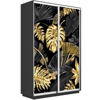 Шкаф-купе Фотопечать, 2дв. Листья золото, 120х60х220, Серый диамант