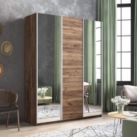 Шкаф-купе Прайм, 3дв. Зеркало/ДСП/Зеркало/доводчики, 180х57х230, Крафт табачный