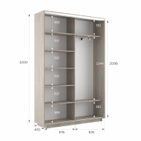 Шкаф-купе Фотопечать, 2дв. Абстракция бело-голубая, 140х45х220, Ясень Шимо светлый