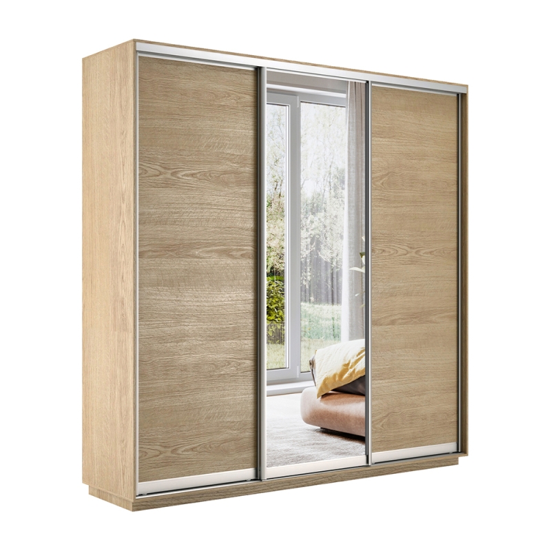 Шкаф-купе Экспресс 3дв. ДСП/Зеркало/ДСП, 180х45х240, Сонома