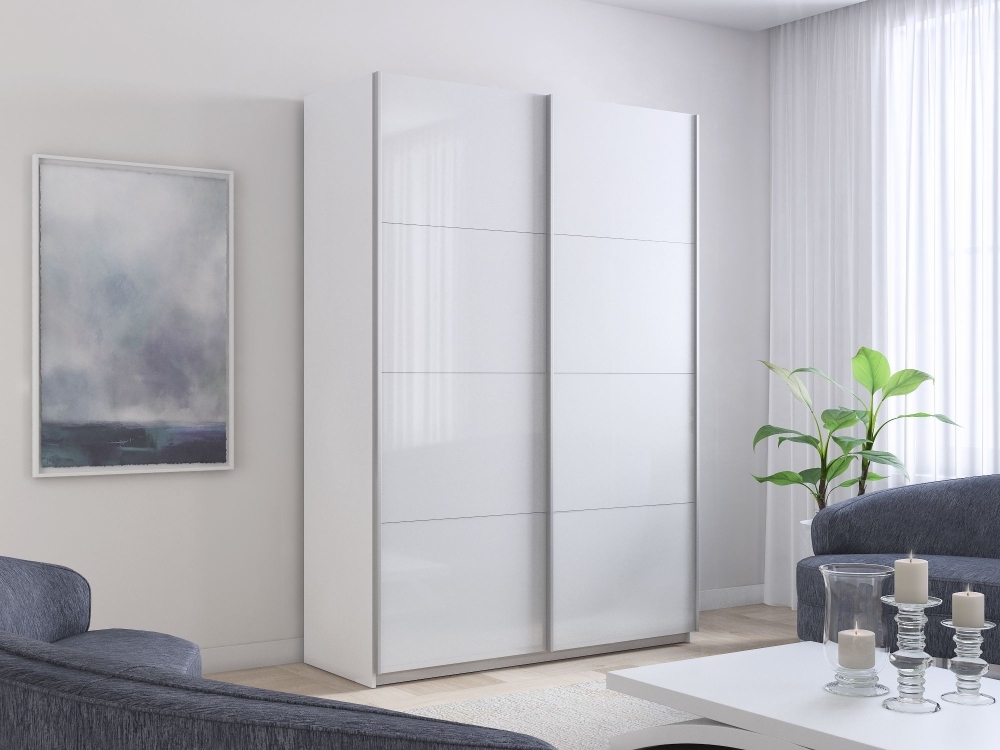 Шкаф-купе Прайм, 2дв. Белый Глянец/доводчики, 160х57х230, Белый снег