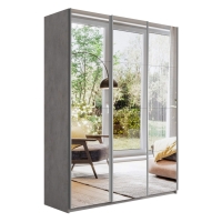 Шкаф-купе Прайм 3дв.-Зеркало/доводчики, 180х57х230, Бетон
