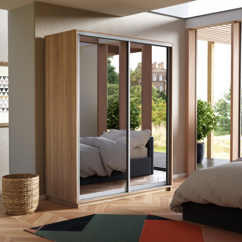 Шкаф-купе Экспресс, 2дв.-Зеркала, 120х60х240, Сонома