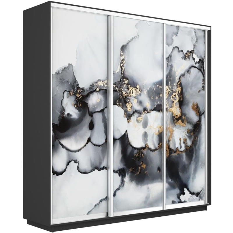 Шкаф-купе Фотопечать 3дв. Абстракция серая, 180х60х240, Серый диамант
