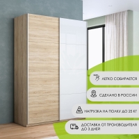 Шкаф-купе Прайм, 2дв. ДСП/Белый Глянец/доводчики, 140х57х230, Сонома