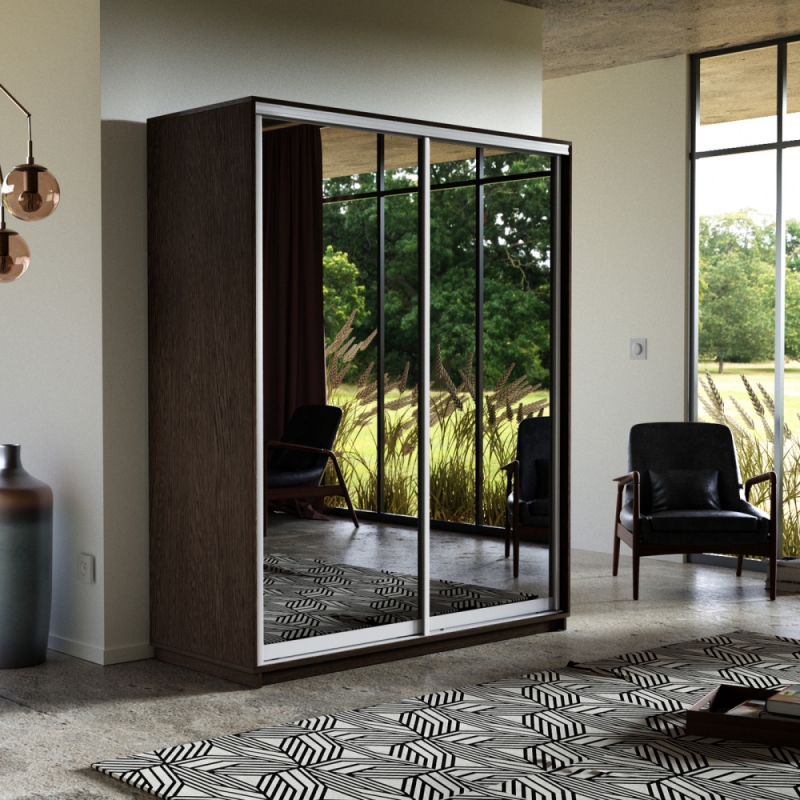 Шкаф-купе Экспресс, 2дв.-Зеркала, 140х60х220, Венге