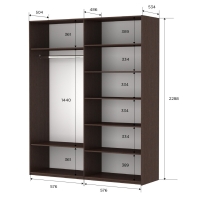 Шкаф-купе Прайм, 2дв. Зеркало/Белый Глянец/доводчики, 120х57х230, Венге