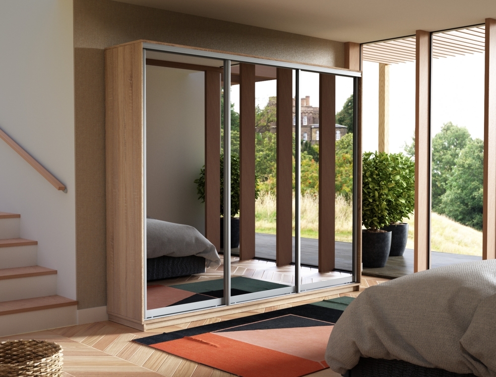 Шкаф-купе Экспресс 3дв.-зеркала, 180х45х220, Сонома