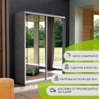 Шкаф-купе Экспресс, 2дв.-Зеркала, 120х45х240, Бетон