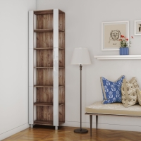 Стеллаж модульный Мебельная компания Е1 Универсальный Белое стекло 35х51х230, Дуб табачный