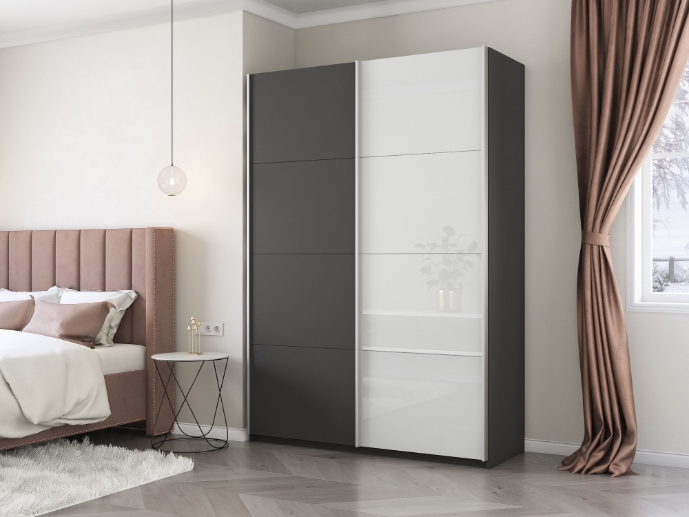 Шкаф-купе Прайм, 2дв. ДСП/Белый Глянец/доводчики, 140х57х230, Серый диамант