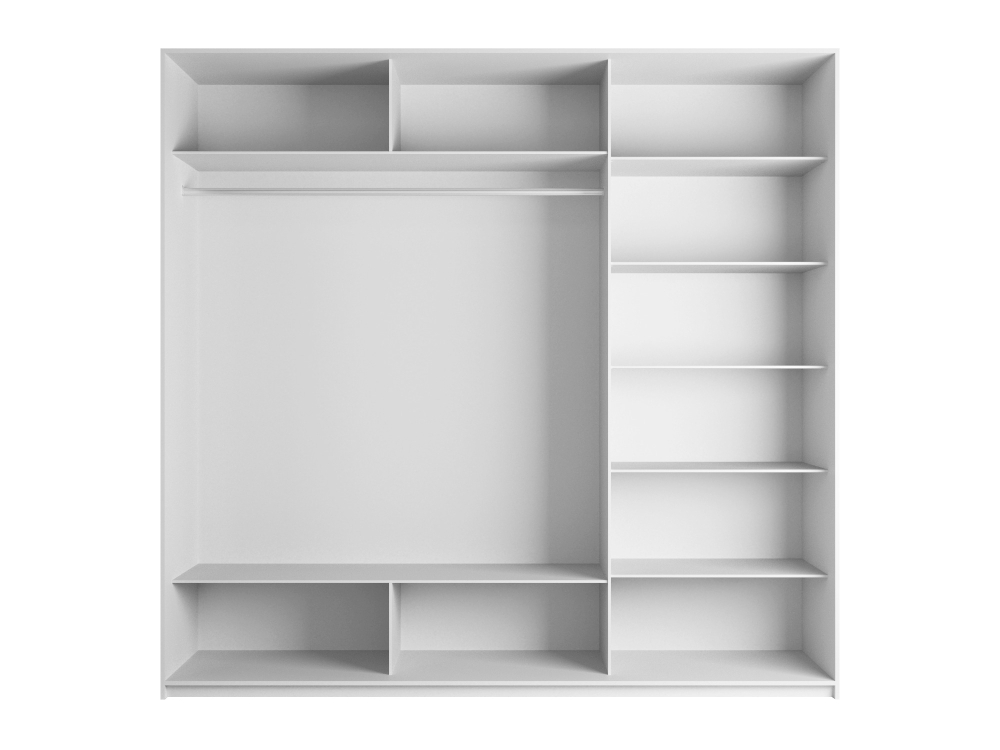 Шкаф-купе Прайм, 3дв. Зеркало/ДСП/Зеркало/доводчики, 180х57х230, Белый Снег