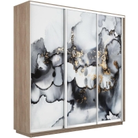 Шкаф-купе Фотопечать 3дв. Абстракция серая, 180х45х240, Сонома