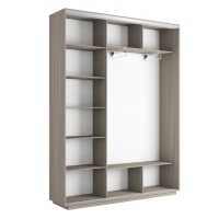 Шкаф-купе Экспресс 3дв. Зеркало/ДСП/Зеркало, 210х45х240, Ясень Шимо Светлый