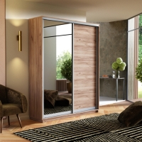 Шкаф-купе Экспресс, 2дв. ДСП/Зеркало, 120х45х240, Крафт табачный