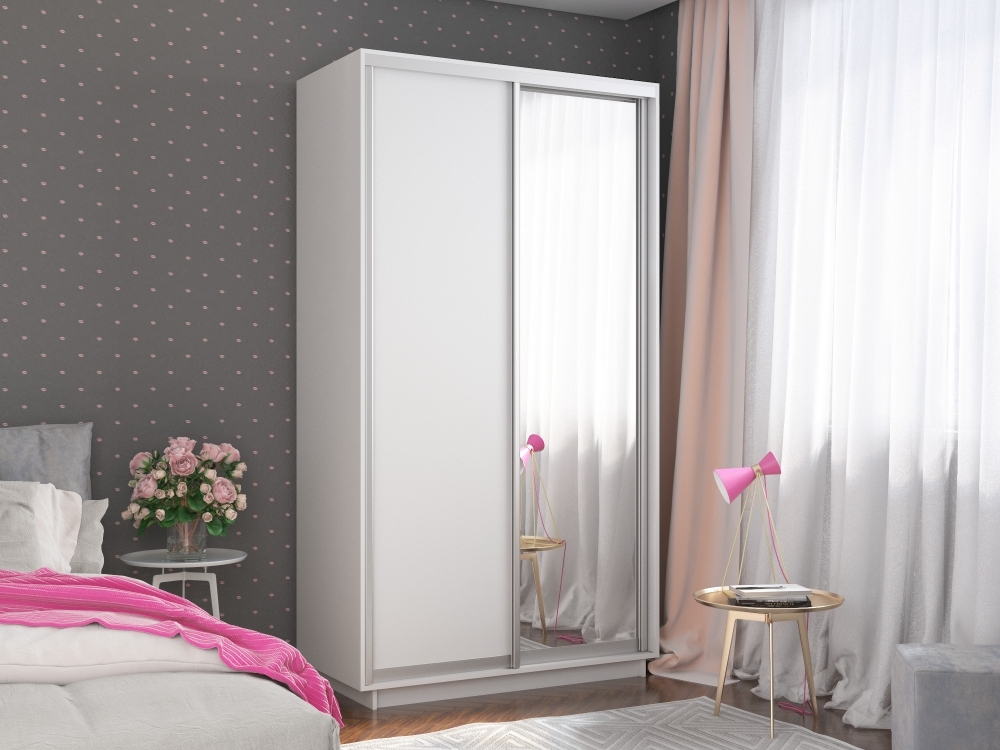 Шкаф-купе Экспресс Хит, 2дв. ДСП/Зеркало, 120х60х220, Белый