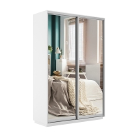 Шкаф-купе Экспресс, 2дв.-Зеркала, 120х45х220, Белый Снег