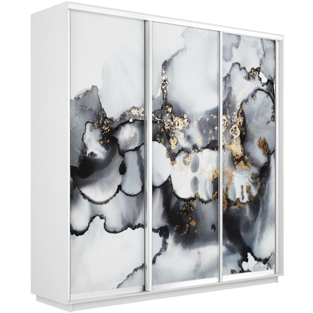 Шкаф-купе Фотопечать 3дв. Абстракция серая, 180х45х240, Белый снег
