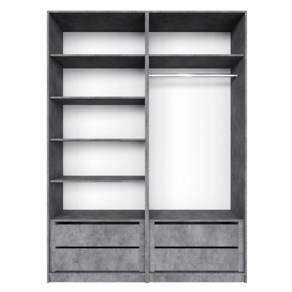 Распашной шкаф Локер 800+800 "Push to Move"/Правый Бетон