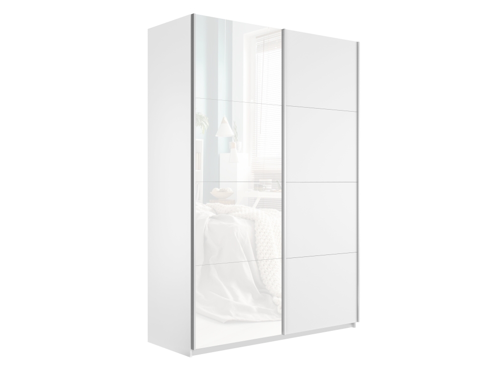 Шкаф-купе Прайм, 2дв. ДСП/Белый Глянец/доводчики, 160х57х230, Белый Снег