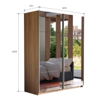 Шкаф-купе Прайм, 2дв.-Зеркало/доводчики, 140х57х230, Сонома