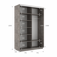 Шкаф-купе Фотопечать, 2дв. Абстракция серая, 160х60х220, Бетон