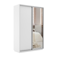 Шкаф-купе Экспресс, 2дв. ДСП/Зеркало, 140х45х240, Белый снег