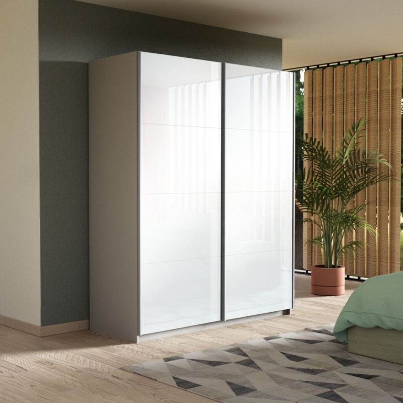 Шкаф-купе Прайм, 2дв. Белый Глянец/доводчики, 120х57х230, Белый снег