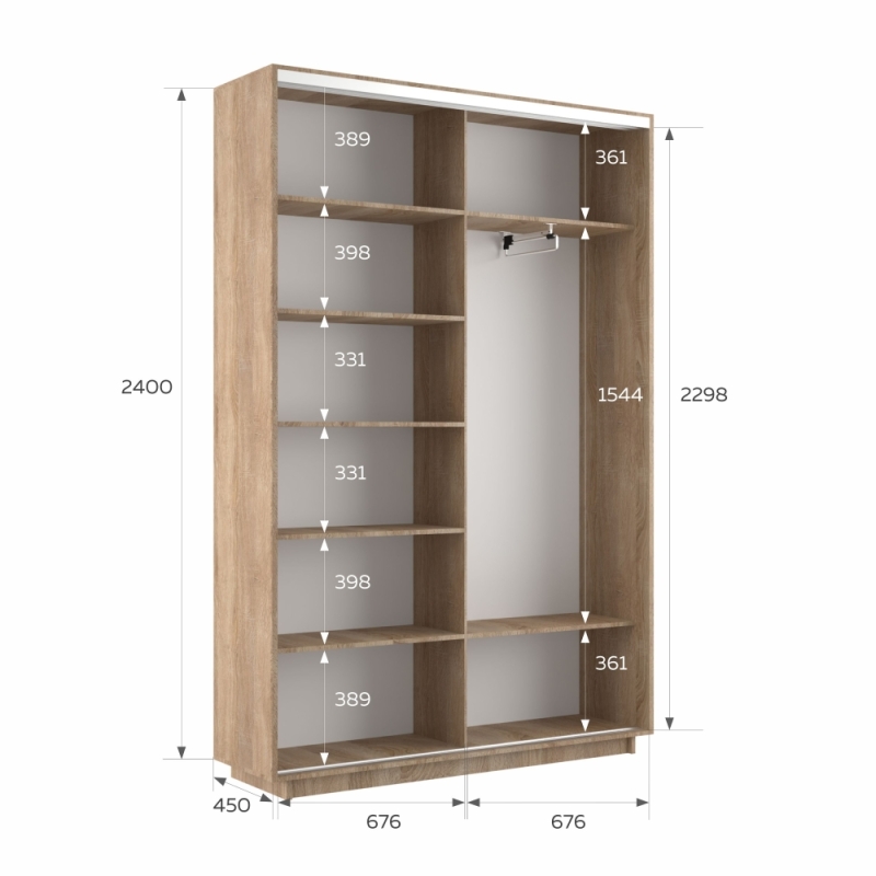 Шкаф-купе Фотопечать, 2дв. Фиолетовый дым, 140х45х240, Сонома