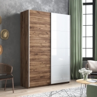 Шкаф-купе Прайм, 2дв. ДСП/Белый Глянец/доводчики, 140х57х230, Крафт табачный