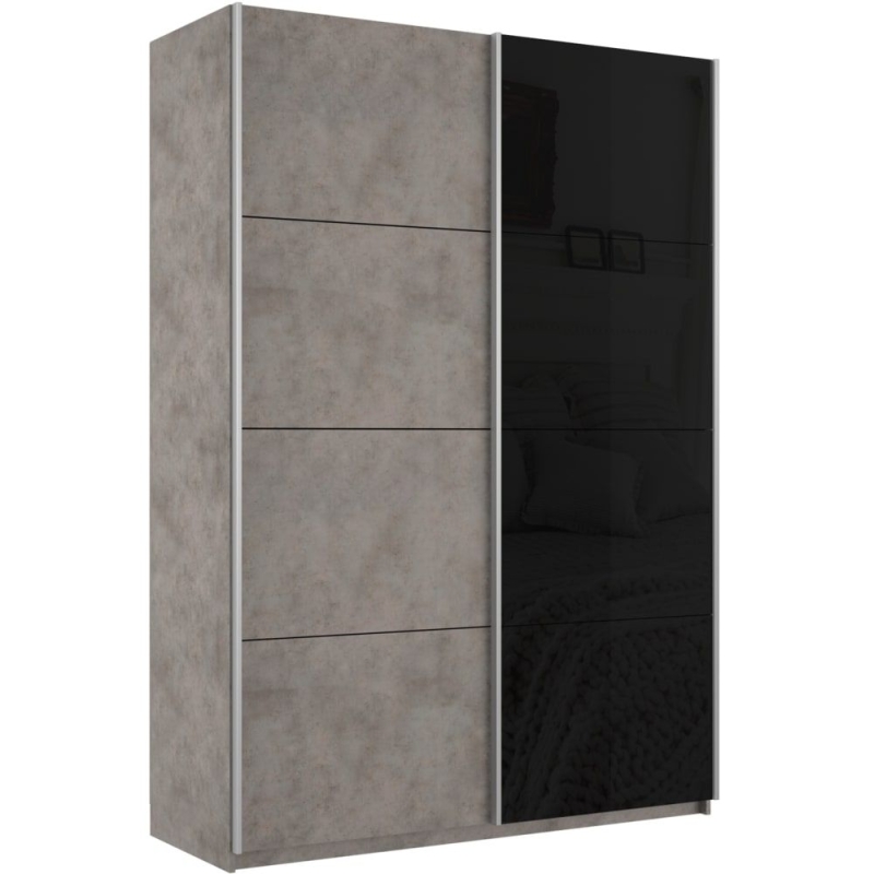 Шкаф-купе Прайм, 2дв. ДСП/Стекло черное/доводчики, 140х57х230, Бетон