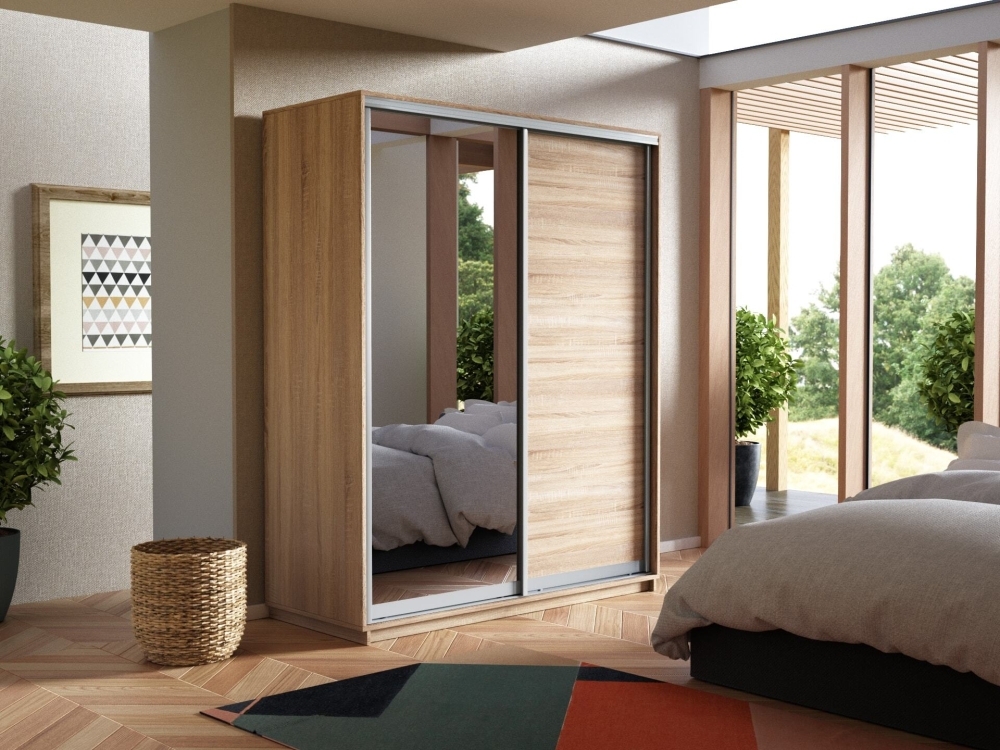 Шкаф-купе Экспресс, 2дв. ДСП/Зеркало, 120х60х240, Сонома