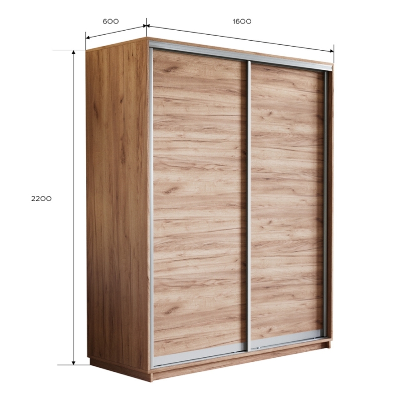 Шкаф-купе Экспресс, 2дв.-ДСП, 160х60х220, Крафт табачный