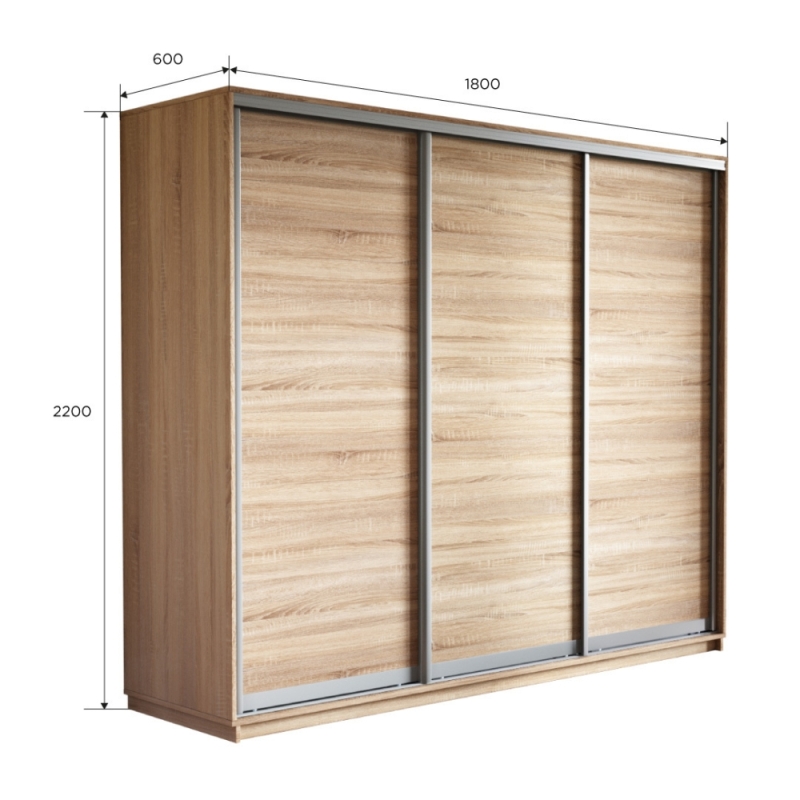 Шкаф-купе Экспресс 3дв.-ДСП, 180х60х220, Сонома