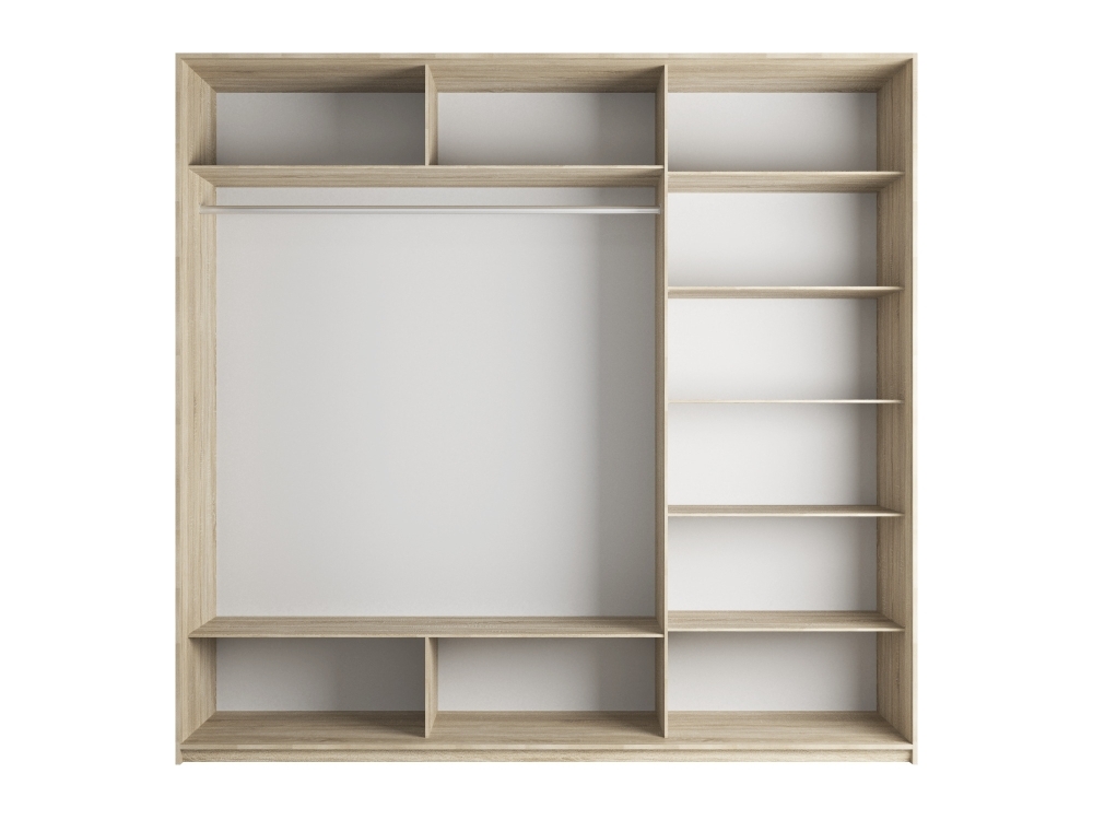 Шкаф-купе Прайм, 3дв. Зеркало/ДСП/Зеркало/доводчики, 180х57х230, Сонома