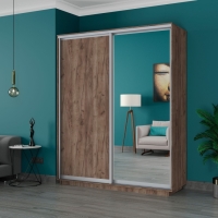 Шкаф-купе Экспресс, 2дв. ДСП/Зеркало, 180х45х220, Крафт табачный