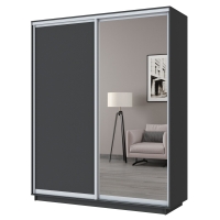 Шкаф-купе Экспресс, 2дв. ДСП/Зеркало, 180х45х220, Серый диамант
