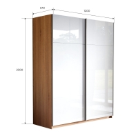 Шкаф-купе Прайм, 2дв. Белый Глянец/доводчики, 120х57х230, Сонома