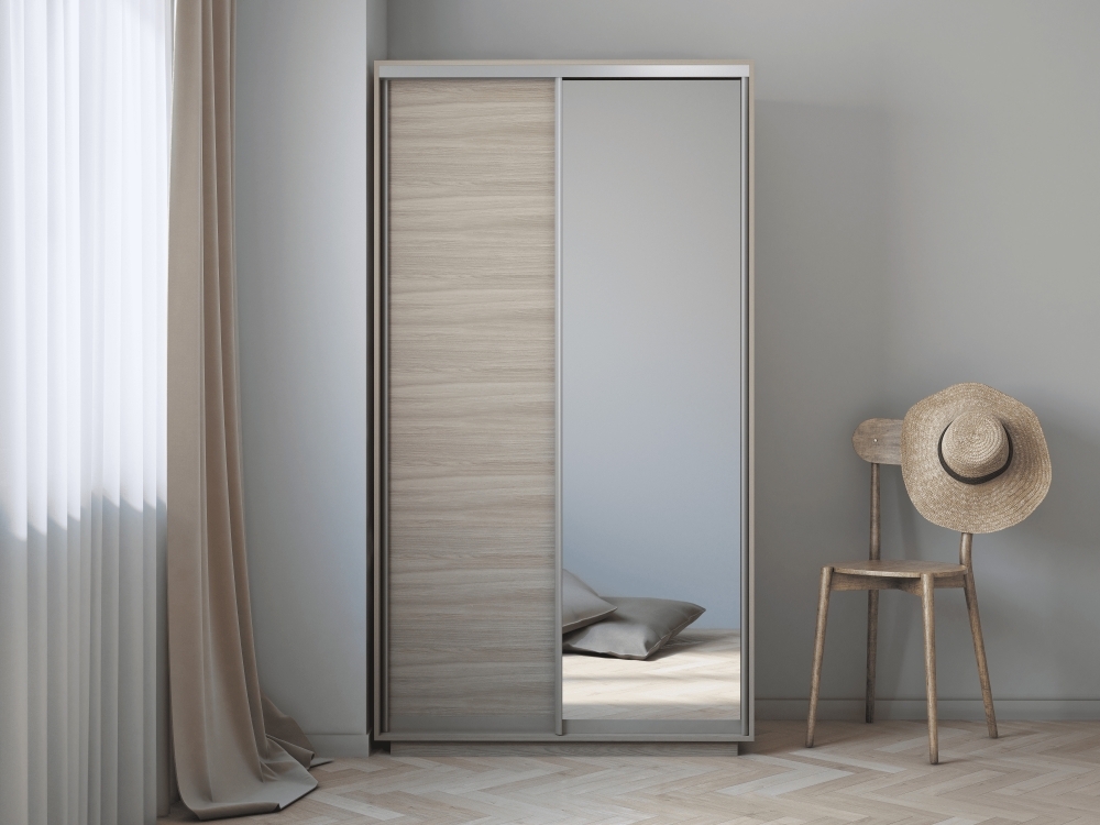 Шкаф-купе Экспресс Хит, 2дв. ДСП/Зеркало, 120х60х220, Ясень шимо светлый