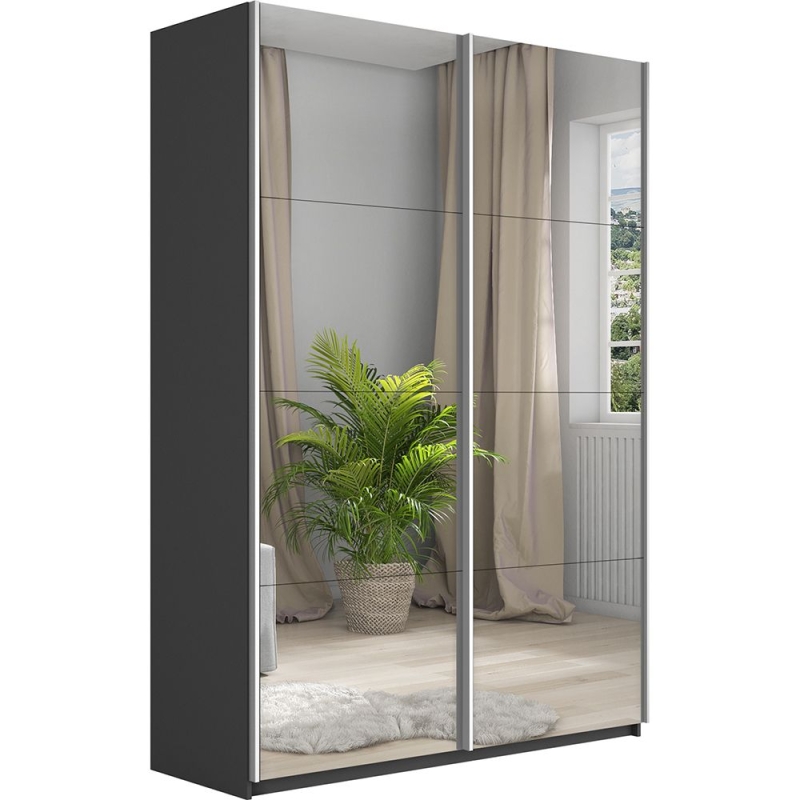 Шкаф-купе Прайм, 2дв.-Зеркало/доводчики, 140х57х230, Серый диамант