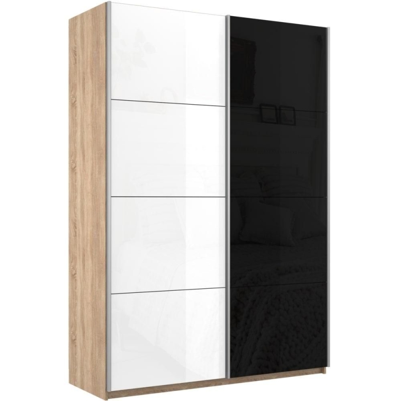 Шкаф-купе Прайм, 2дв. Белый Глянец/Стекло черное/доводчики, 120х57х230, Сонома